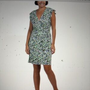 London Times Green Sheath Dress with Flutter Sleeves